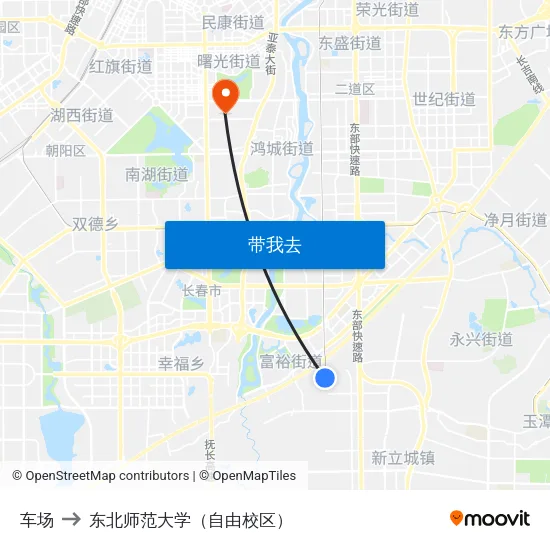 车场 to 东北师范大学（自由校区） map
