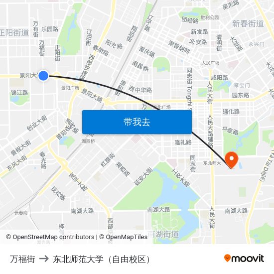 万福街 to 东北师范大学（自由校区） map