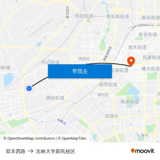 双丰西路 to 吉林大学新民校区 map