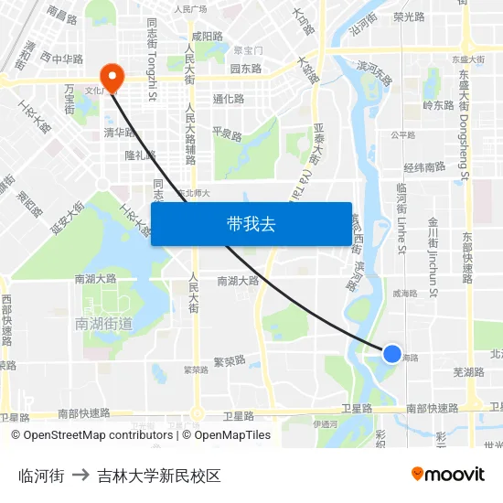 临河街 to 吉林大学新民校区 map