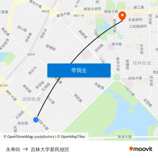 永寿街 to 吉林大学新民校区 map