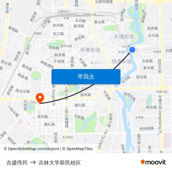 吉盛伟邦 to 吉林大学新民校区 map
