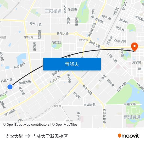 支农大街 to 吉林大学新民校区 map