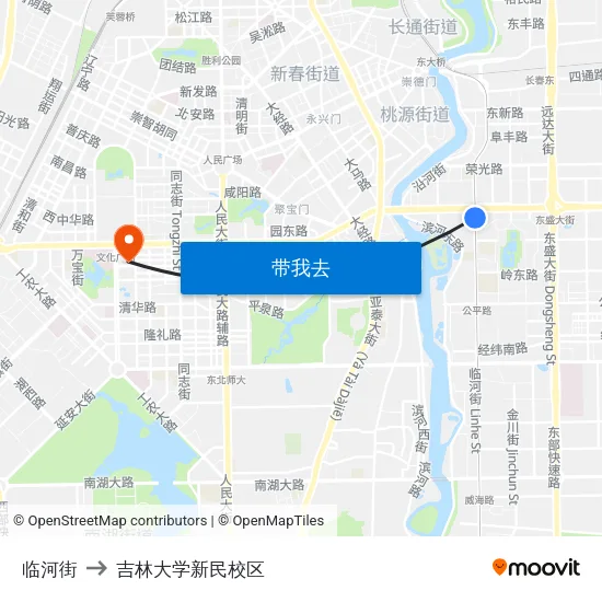 临河街 to 吉林大学新民校区 map