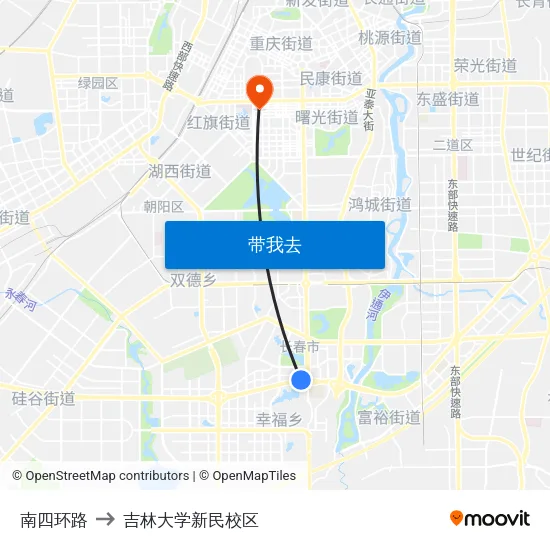 南四环路 to 吉林大学新民校区 map