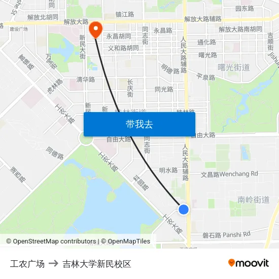 工农广场 to 吉林大学新民校区 map