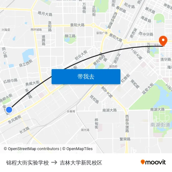 锦程大街实验学校 to 吉林大学新民校区 map