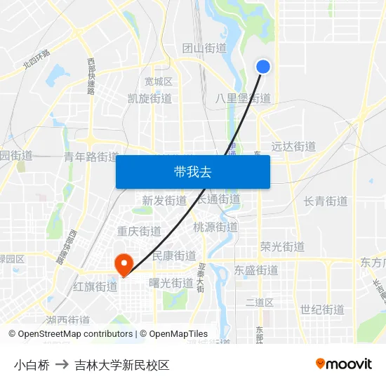 小白桥 to 吉林大学新民校区 map