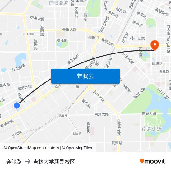 奔驰路 to 吉林大学新民校区 map