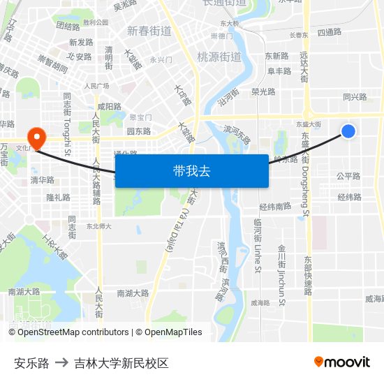 安乐路 to 吉林大学新民校区 map