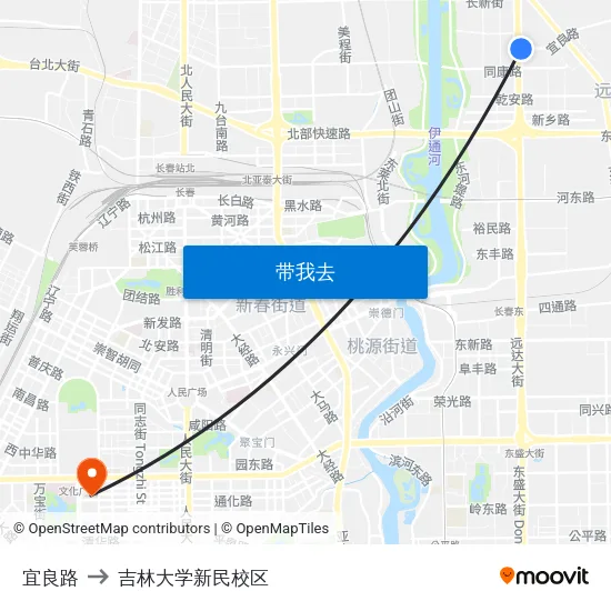 宜良路 to 吉林大学新民校区 map
