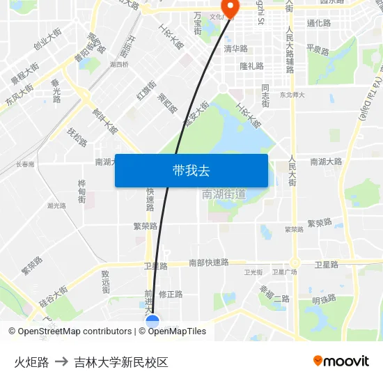 火炬路 to 吉林大学新民校区 map