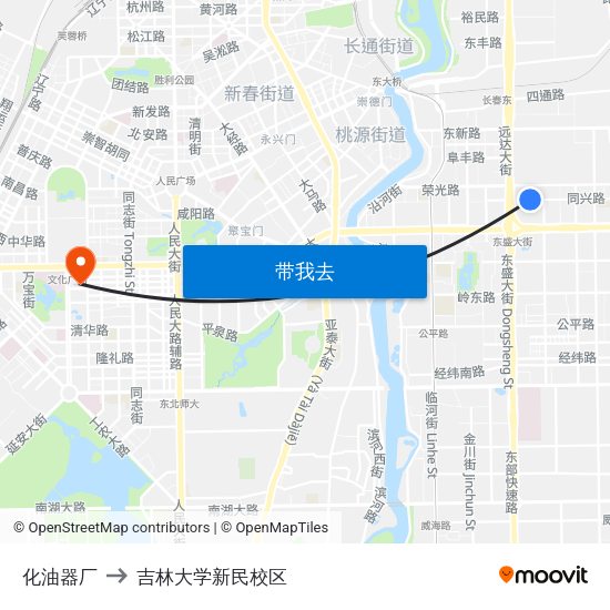 化油器厂 to 吉林大学新民校区 map