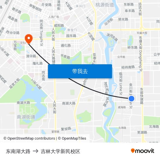 东南湖大路 to 吉林大学新民校区 map