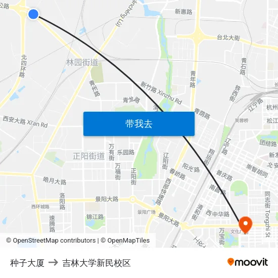 种子大厦 to 吉林大学新民校区 map