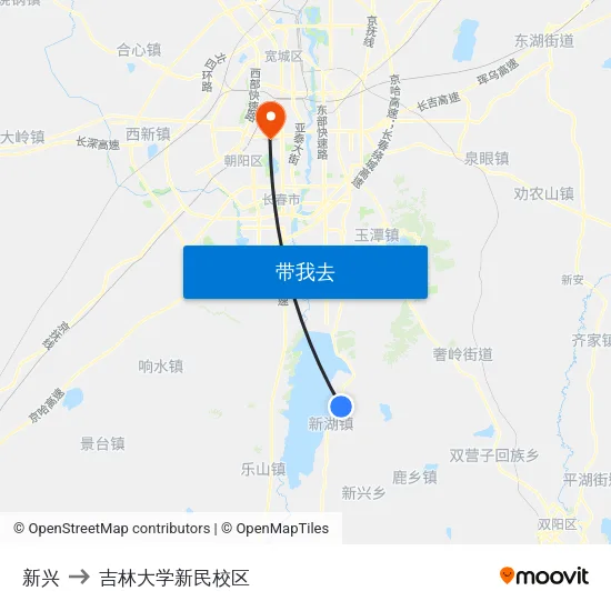 新兴 to 吉林大学新民校区 map
