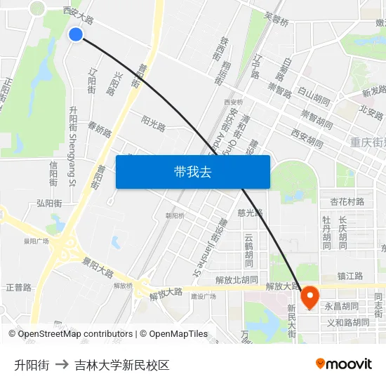 升阳街 to 吉林大学新民校区 map