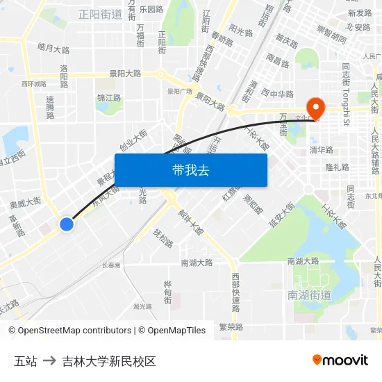 五站 to 吉林大学新民校区 map