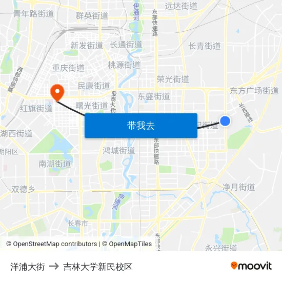 洋浦大街 to 吉林大学新民校区 map