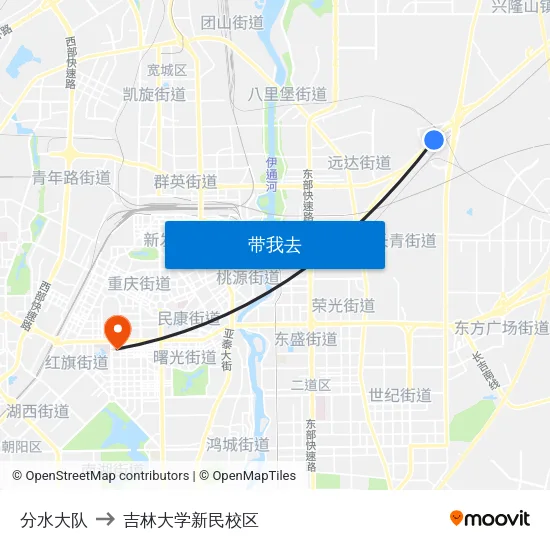 分水大队 to 吉林大学新民校区 map