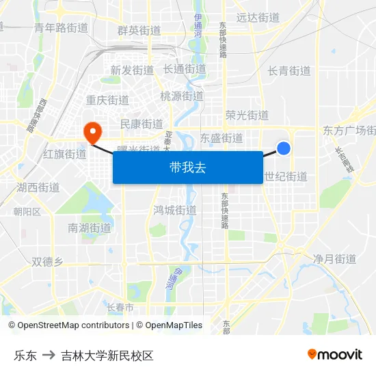 乐东 to 吉林大学新民校区 map