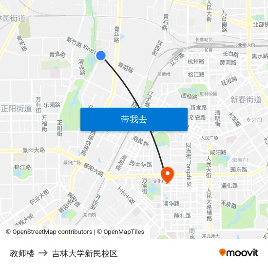 教师楼 to 吉林大学新民校区 map