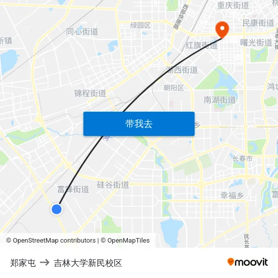 郑家屯 to 吉林大学新民校区 map