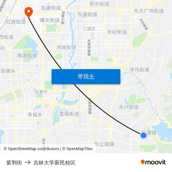 紫荆街 to 吉林大学新民校区 map