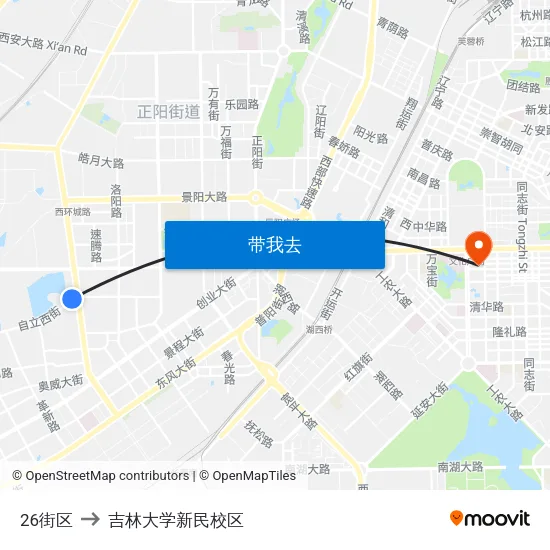 26街区 to 吉林大学新民校区 map