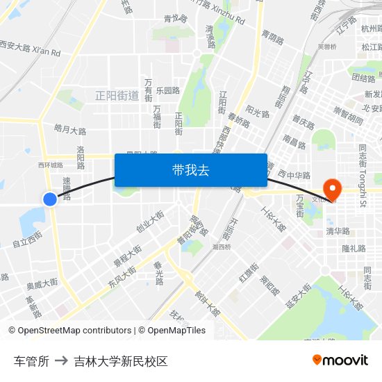 车管所 to 吉林大学新民校区 map