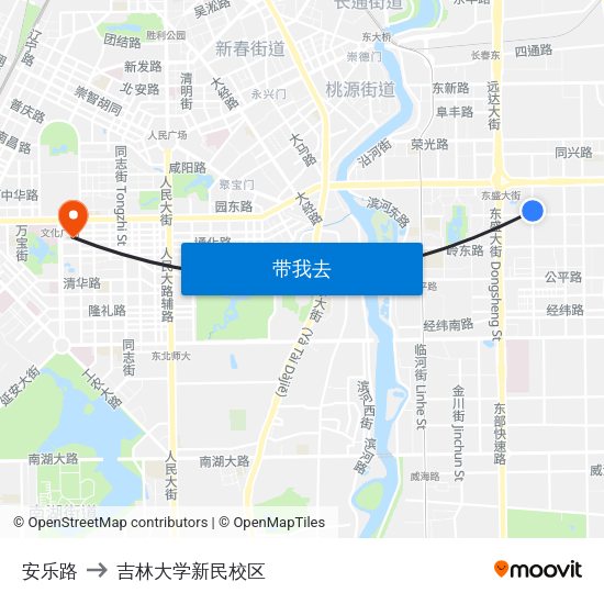 安乐路 to 吉林大学新民校区 map