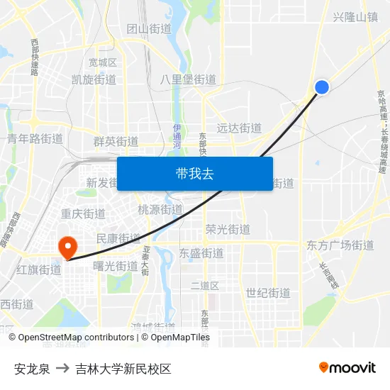 安龙泉 to 吉林大学新民校区 map