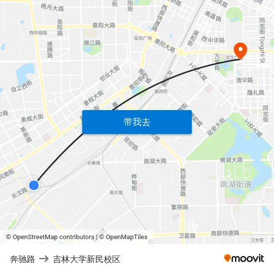 奔驰路 to 吉林大学新民校区 map