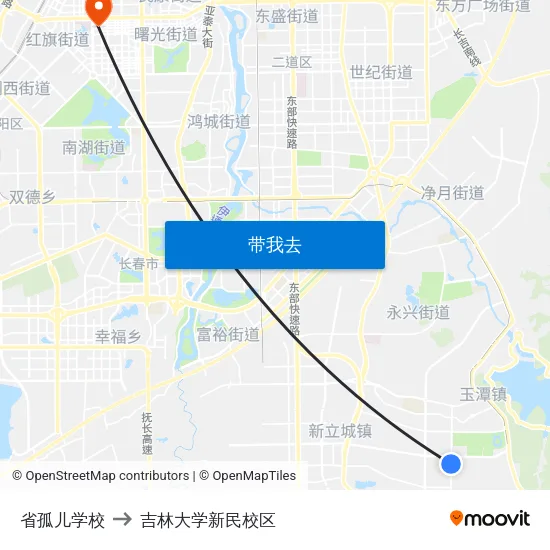 省孤儿学校 to 吉林大学新民校区 map