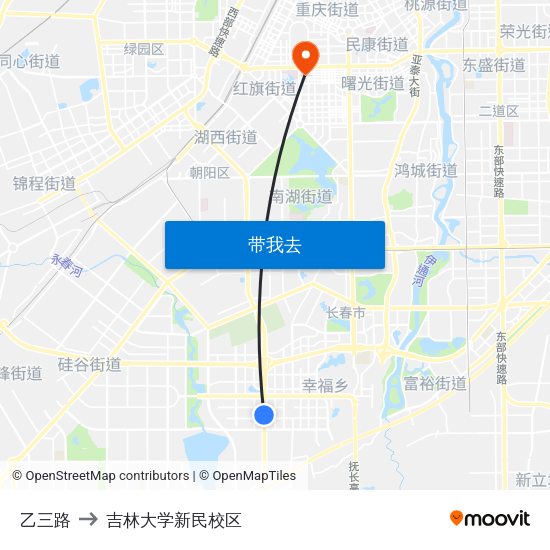 乙三路 to 吉林大学新民校区 map
