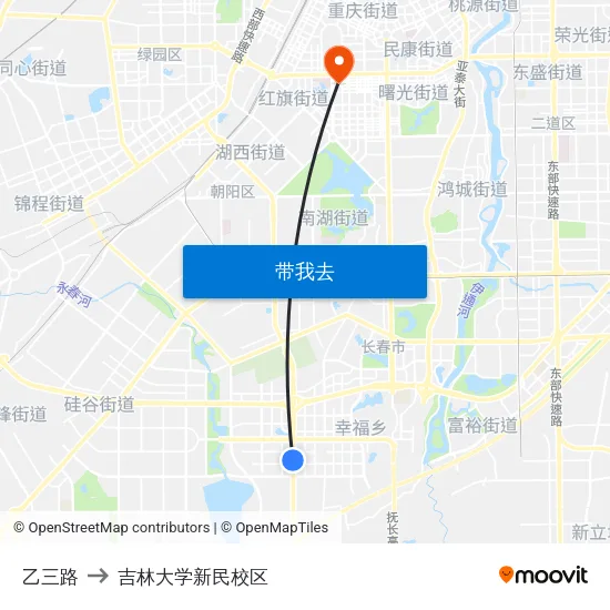 乙三路 to 吉林大学新民校区 map
