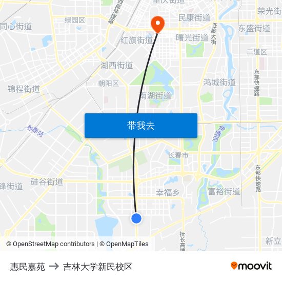 惠民嘉苑 to 吉林大学新民校区 map