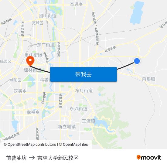 前曹油坊 to 吉林大学新民校区 map