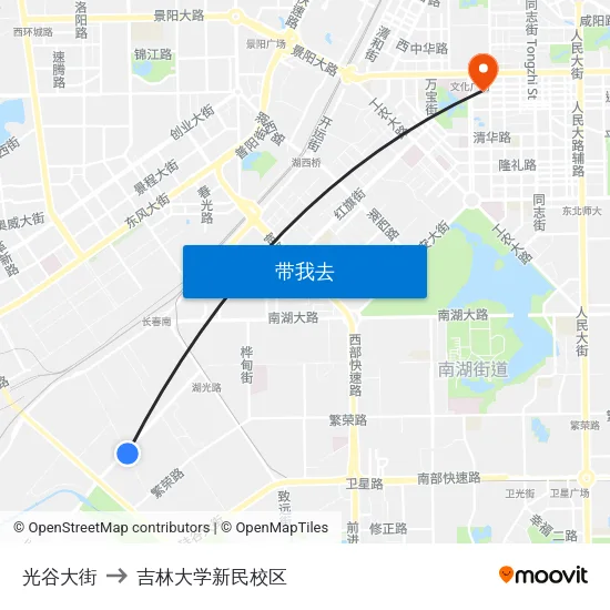 光谷大街 to 吉林大学新民校区 map