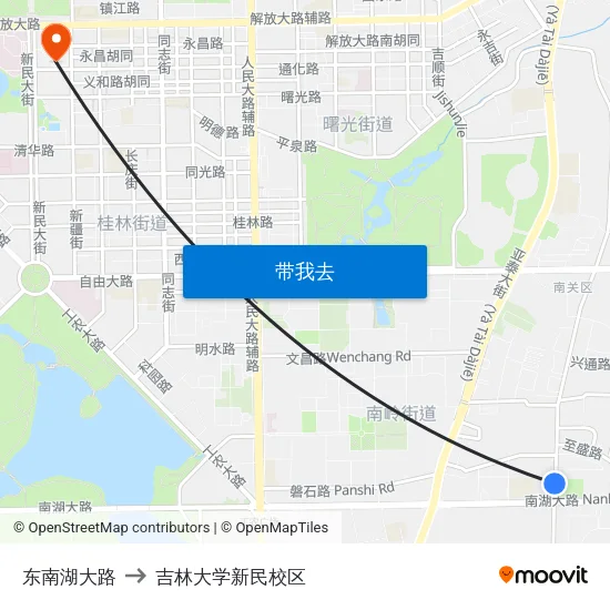 东南湖大路 to 吉林大学新民校区 map