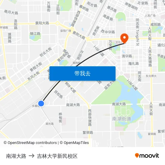 南湖大路 to 吉林大学新民校区 map
