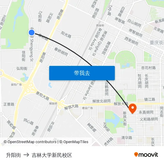 升阳街 to 吉林大学新民校区 map