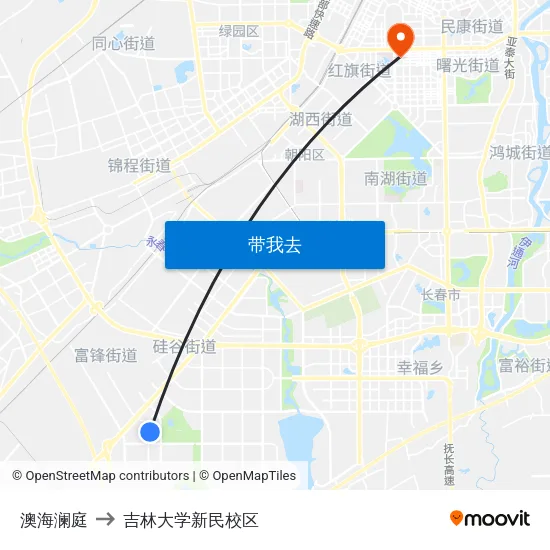 澳海澜庭 to 吉林大学新民校区 map