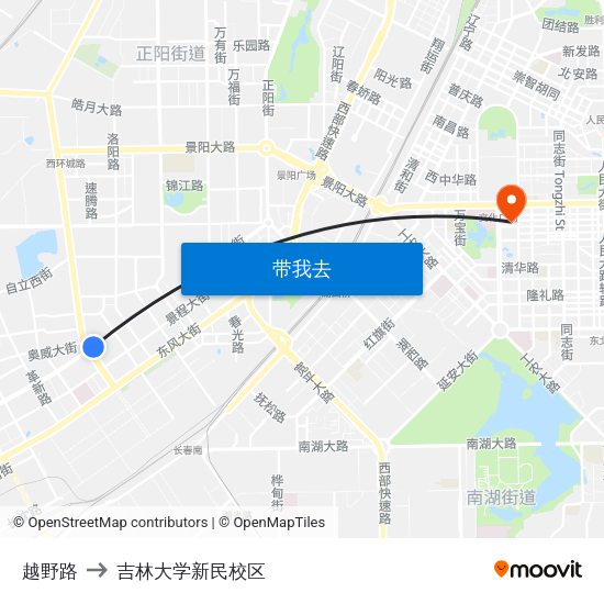 越野路 to 吉林大学新民校区 map