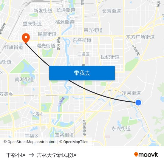 丰裕小区 to 吉林大学新民校区 map