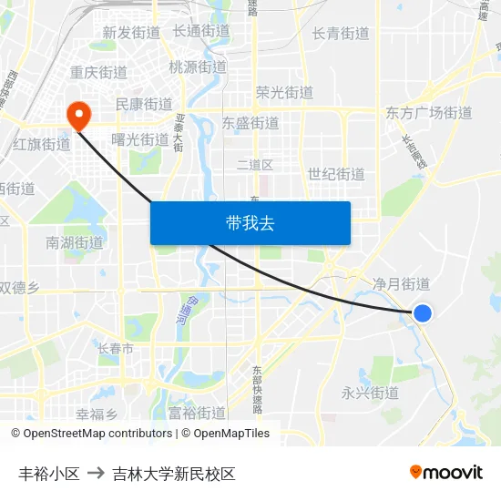 丰裕小区 to 吉林大学新民校区 map