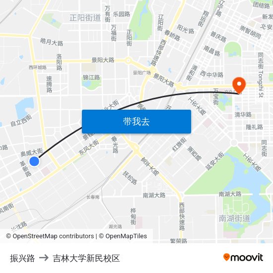振兴路 to 吉林大学新民校区 map