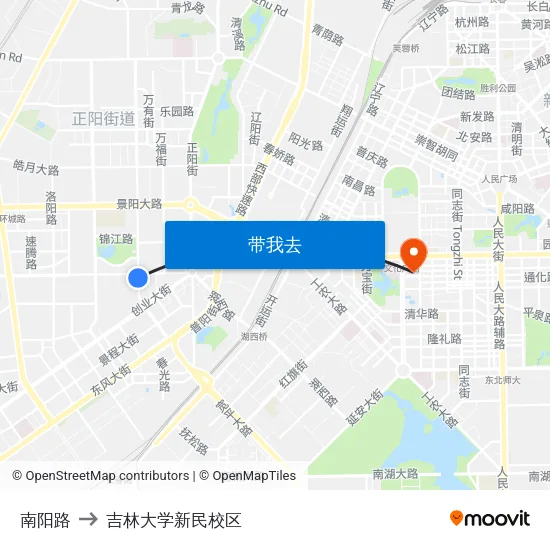 南阳路 to 吉林大学新民校区 map