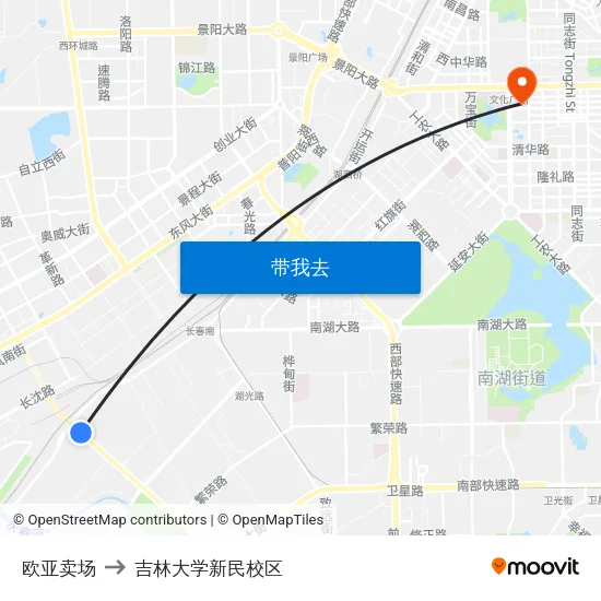 欧亚卖场 to 吉林大学新民校区 map