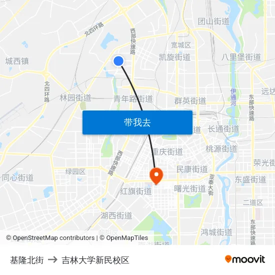 基隆北街 to 吉林大学新民校区 map